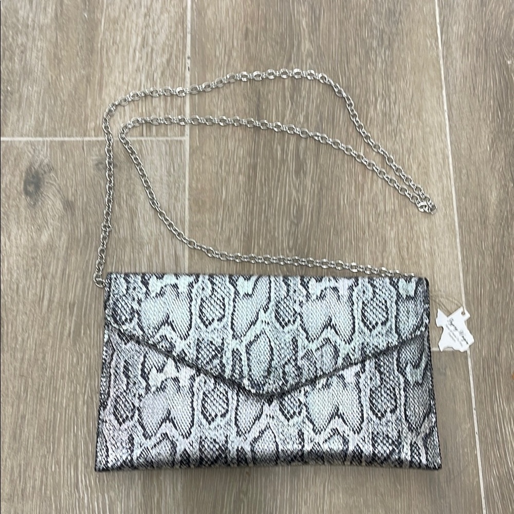 Metallic Python Snake Envelope Crossbody Clutch